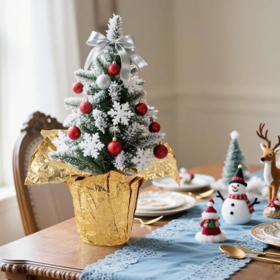 10 Yard Florale Folie Pflanztopf-Überzüge Rot/Golden Matte Textur Pflanztopf Geschenkpapier für Weihnachten Zuhause Blumentopf DIY Deko