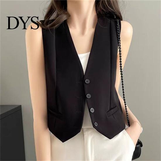 Short Design Outerwear For Women Waistcoat Vest Vintage Sleeveless Dressy Suit Casual Button Up Layering V-Neck Tuxedo for Daily Wear Office