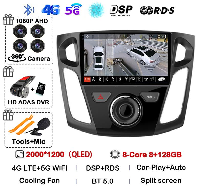 Android 14 Carplay Auto 2 Din DVD Car Radio For Ford Focus 3 Mk 3 Salon 2012-2017 Multimedia Video Player Navigation GPS Stereo