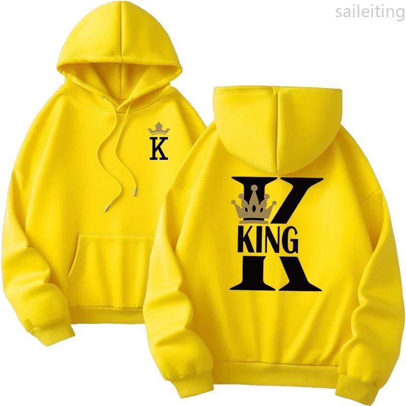 Queen King Print Pullover Woman Fall Winter New Arrival Couples Sweatshirts Home Outdoor Comfort Warm Casual Hoodies Aesthetic