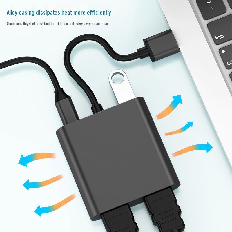 USB-C To Dual HDMI Adapter with USB 3.0 Hub, Supports Independent Triple Displays for M1/M2 Graphics Cards