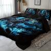 2/3Pcs Cool Blue Flame Black Dragon Duvet Cover Set, HD Print All Season Bedding with Pillowcases for Home Dorm Decor