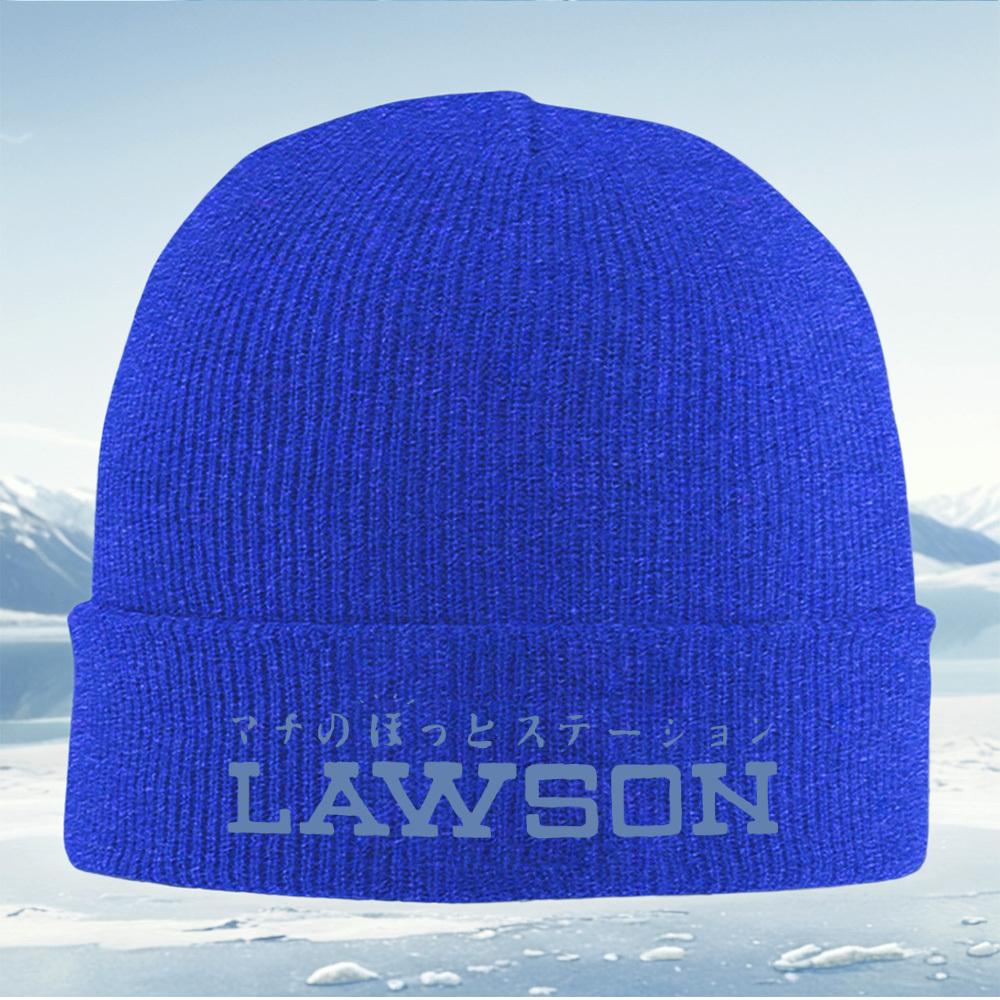Japanese text above Lawson Men Women Unisex Knitted Hat Beanie Pullover Cap Winter Thermal Warm Christmas Outdoor Cycling Hiking