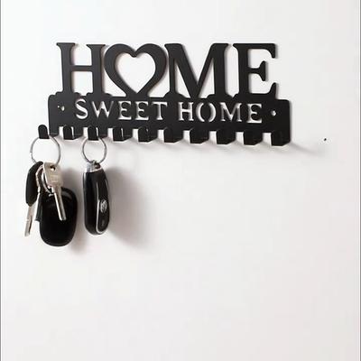 Suporte para chaves de parede, suporte decorativo de metal, ganchos para chaves, organizador para armazenamento de entrada com design artístico
