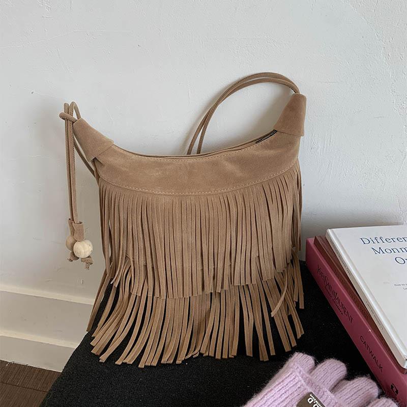 

Матова сумка дизайну осінь нова жіноча сумка богемна ретро універсальна сумка-месенджер сумка з бахромою хакі