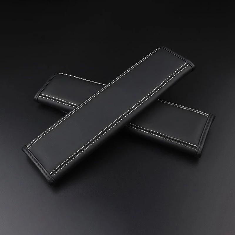 

2Pcs Nappa Leather Car Seat Belt Covers Safety Belt Pad Protective Comfort Interior Decoration Auto Accessories For Adults Kids