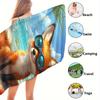 2D Flat Cute Fox Beach Pattern Beach Towel Soft Water Absorbent Multi-Purpose for Beach Vacation Travel Multiple Sizes Best Gift
