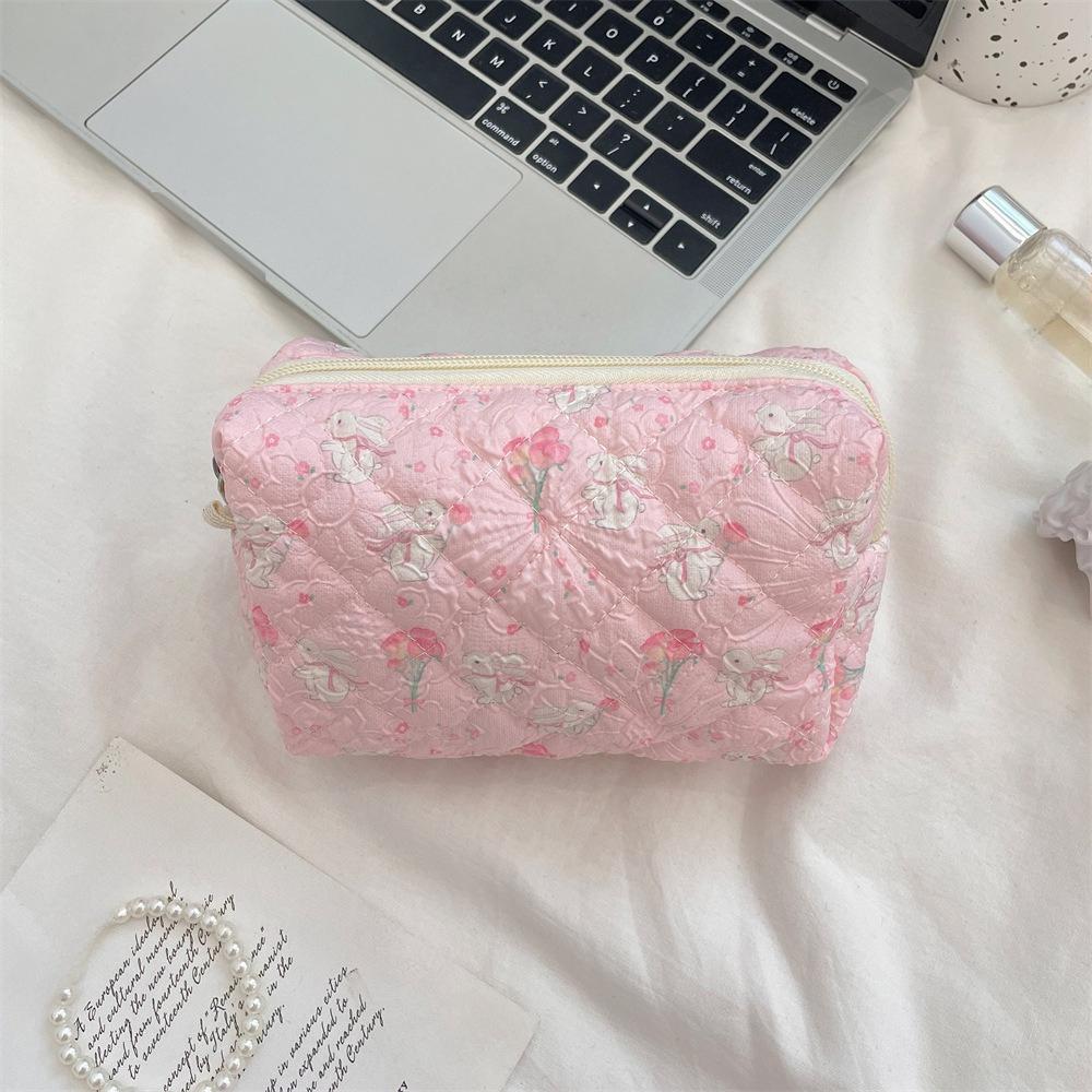 Roze Bloem Vrouwen Schattige Make-up Tas Reis Organizer Cosmetica Munten Handtas Pouch Meisjes Schattig Cartoon Vierkant Rits Cosmetische Tassen