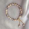 Vintage Purple Imitation Pearl Bracelet for Women Girls Fashion Design Crystal Adjustable Chain Jewelry Gifts
