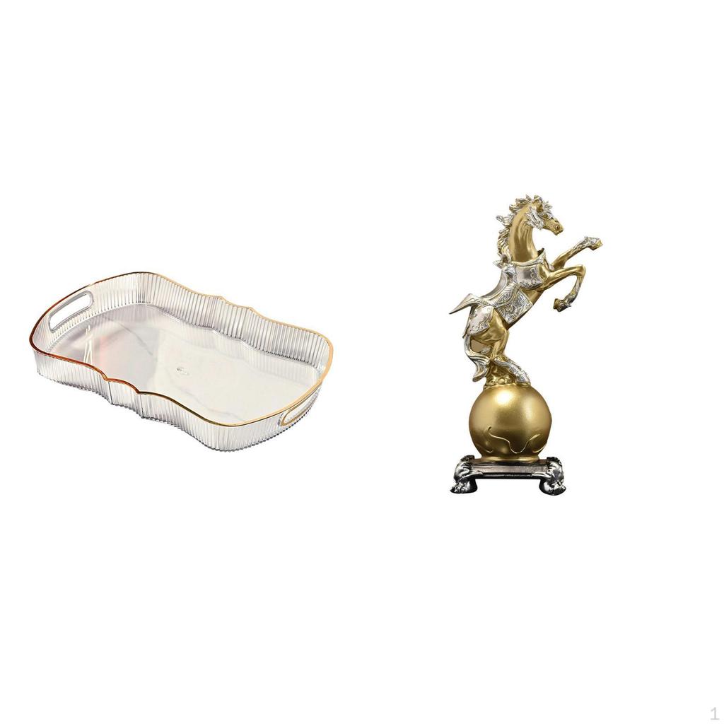 Modern Food Serving Tray And Horse Statue Art Craft Ornament Collectible Resin Decorative Figurine