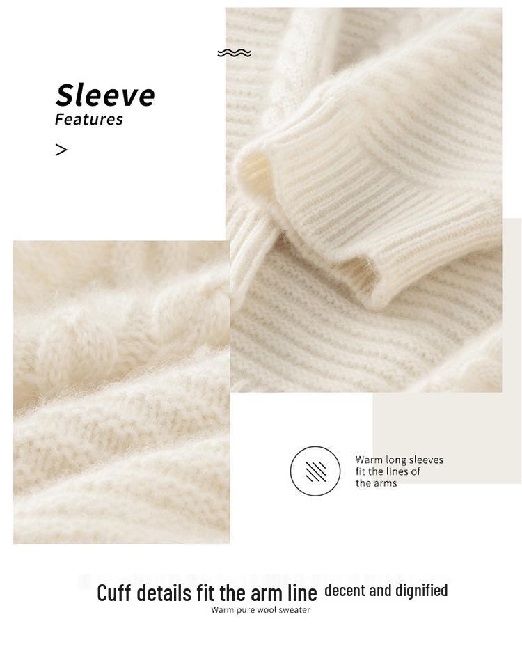 2025 Women's Wool V-neck Cable Knit Long Sleeve Sweater - Loose Fit Cashmere Autumn Winter Top