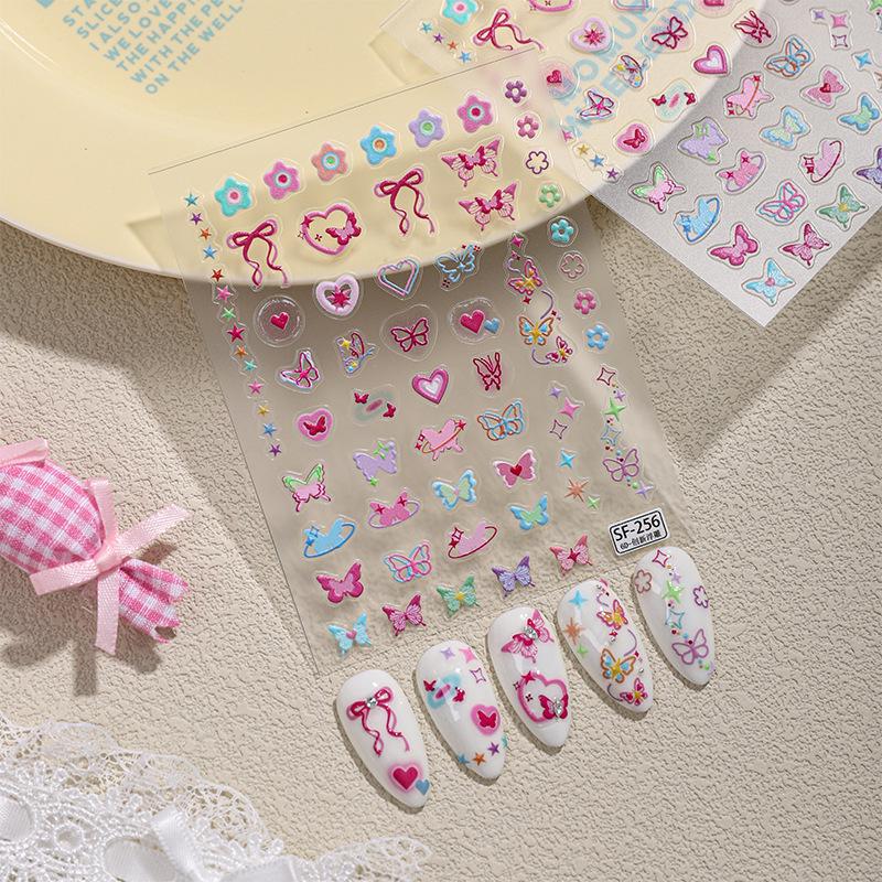 Sky 5D Embossed Butterfly & Rose Nail Art Stickers