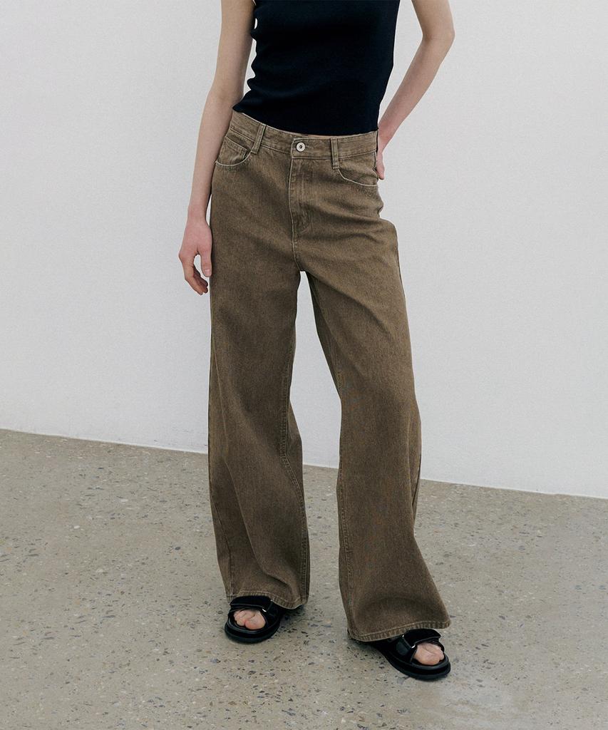 Peulloujin Pig Ribbed Wide Jeans_Cocoa_Ffc3Dn019