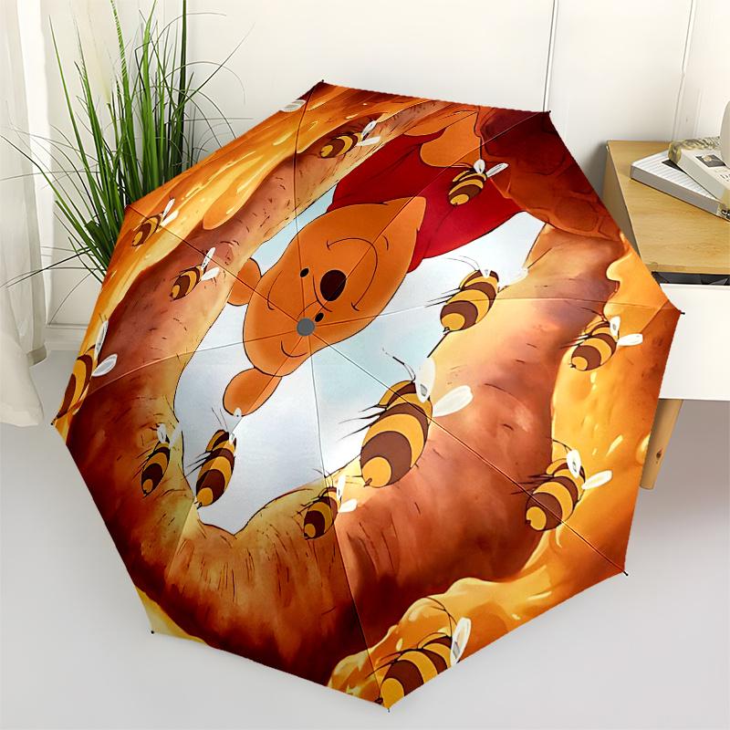 

Winnie and friends Themed Travel Umbrella-8 Ribs Automatic Opening and Closing, Portable Folding Design, Compact and Stylish Umbrella