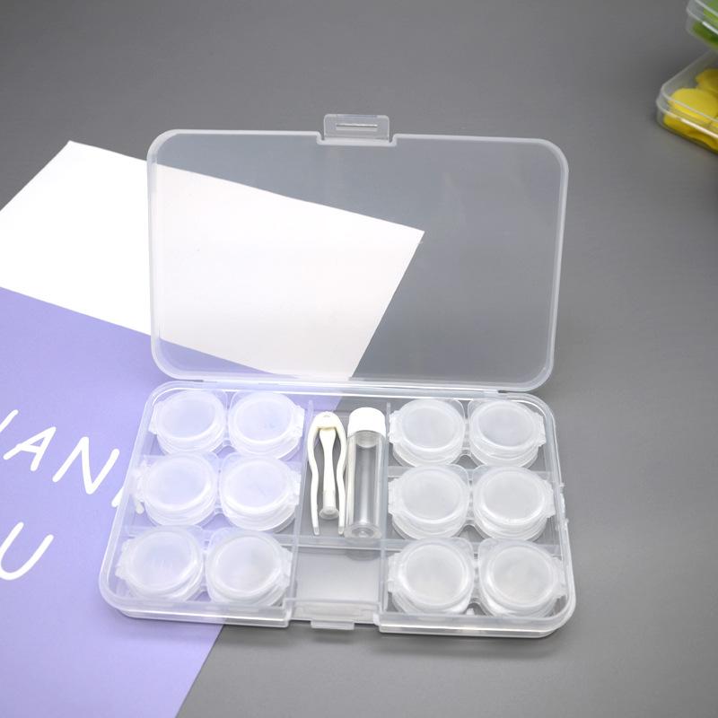 6-in-1 Contact Lens Case Transparent Eye Contacts Storage Box with Tweezer for Beauty Pupil Portable Travel Makeup Accessories