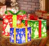 3pcs Lighted Christmas Gift Box Set with Warm LED Lights & Snowy Ribbon Bows  Cordless Holiday Decor (Batteries Not Includ)