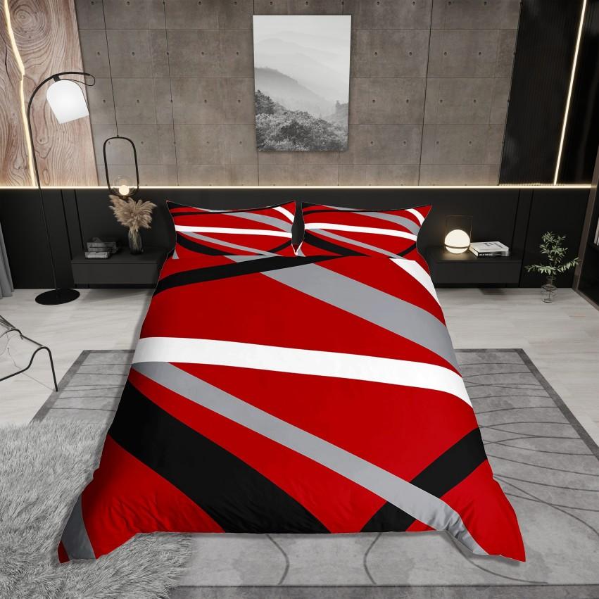 Homewish Adult Chic Rectangle Duvet Cover Set,Oil Printing Artwork Bedding Set,Modern Square Abstract Reversible Bed Set