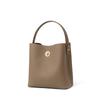 Elegant retro hand-carried water bucket top layer cowhide multi-layered shoulder strap lock tote bag single shoulder cross-body