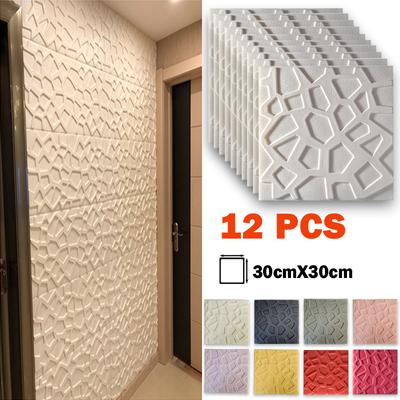 12 τμχ Αυτοκόλλητα τοίχου 3D αφρώδες πάνελ Τούβλο αδιάβροχη αυτοκόλλητη ταπετσαρία Σαλόνι Υπνοδωμάτιο Σπίτι Σπίτι Διακόσμηση μπάνιου