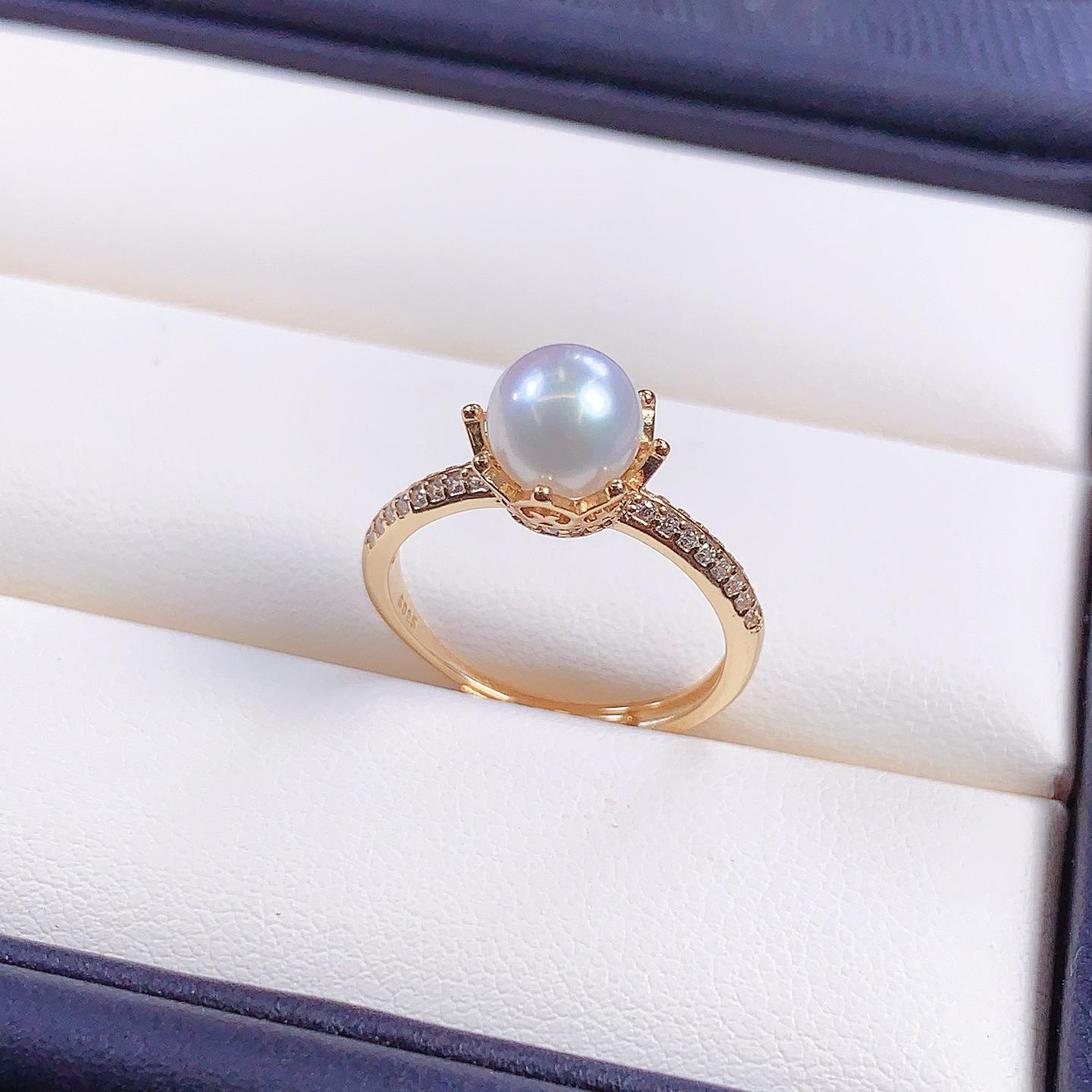 

S925 Sterling Silver Small Crown Ring with Zircon Inlaid Beads Setting, Fits 6-7mm Beads (Beads Not Included) Silver Yellow 024002H