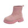 Medium and small children's candy-colored thick-soled fly-woven boots 2025 autumn new women's boots British style soft-soled children's Martin boots