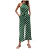 Women's Fashion Polka Dot Wide Leg Jumpsuit Neck Strap Jumpsuit