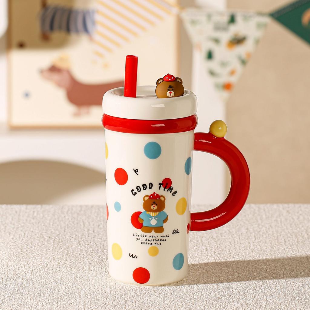 Girl niche high-value mug ceramic cup with lid large-capacity water cup coffee cup birthday gift souvenir