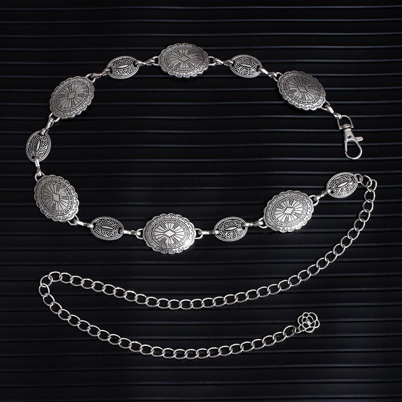 Adjustable Metal Disc Waist Chain Women'S Skirt Accessories Belt Versatile Sweater Chain Bohemian Skinny Waist Seal