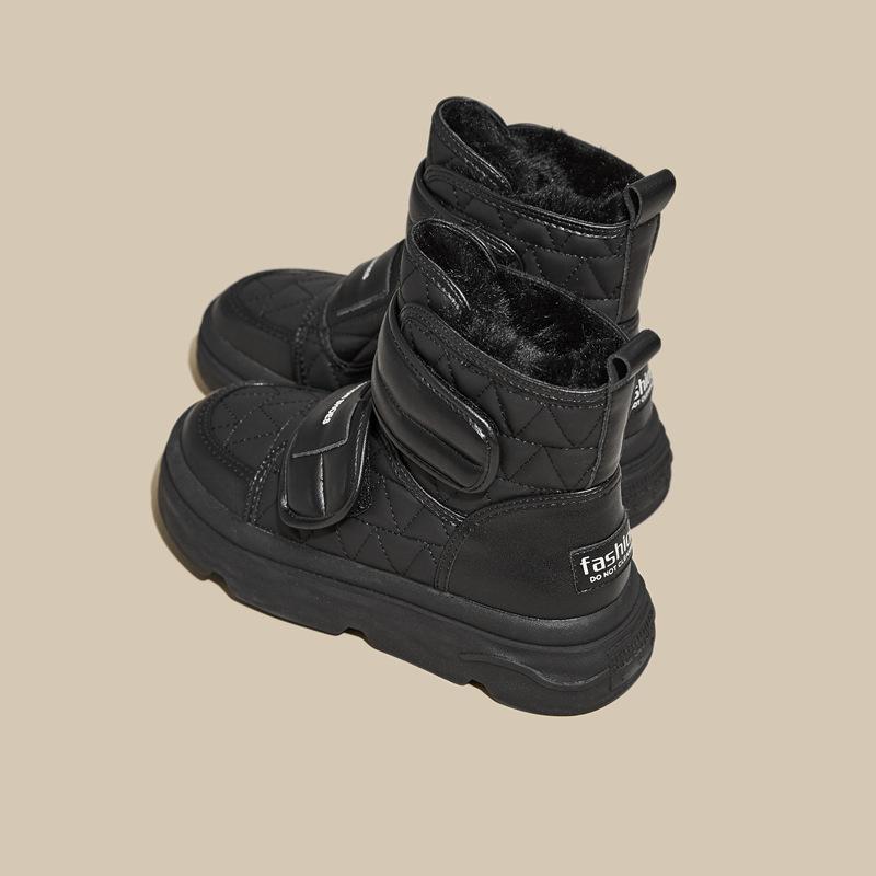 

New Winter Women Short Plush Snow Boots Outdoor Comfortable Warm High Top Casual Shoes Hook&Loop Shallow Women Cottom Shoes 40