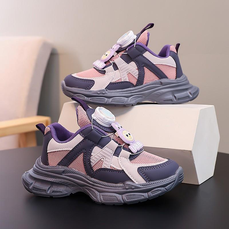 Girls Thick Sole Platform Dad Shoes With Rotating Buckle Casual Sport Sneakers Kids 4-16 Years