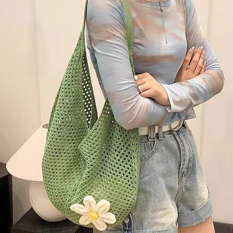Large-capacity Woven Hollowed-out Underarm Tote Bag Women's Commuter Single-shoulder Beach Vacation Bag
