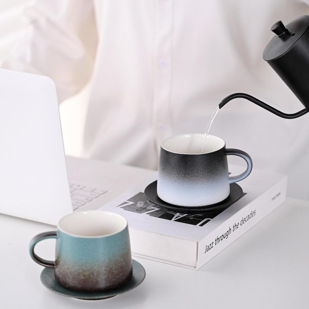 Exquisite High-End Ceramic Coffee Cup & Saucer Set for Home or Office - Light Luxury Mug for Afternoon Tea