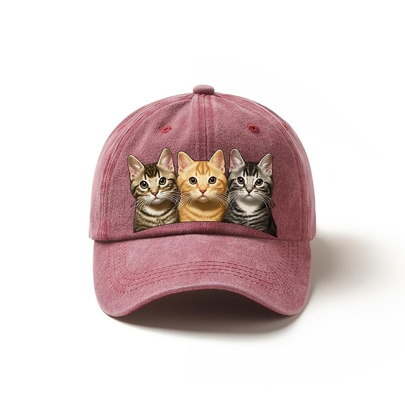 

Милая Бейсболка Легкая Регулируемая Бейсболка с Милым Дизайном Трех Кошек Защита от Солнца Многофункциональная One Size