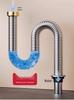 Stainless Steel Double Bowl Kitchen Sink Drain Pipe Set with Anti-odor Feature