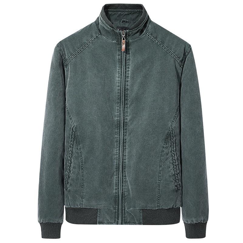 

Мужская повседневная куртка свободного покроя из чистого хлопка, стираная в стиле ретро, облегающий топ с воротником-стойкой, модная мужская одежда в стиле ретро 6XL