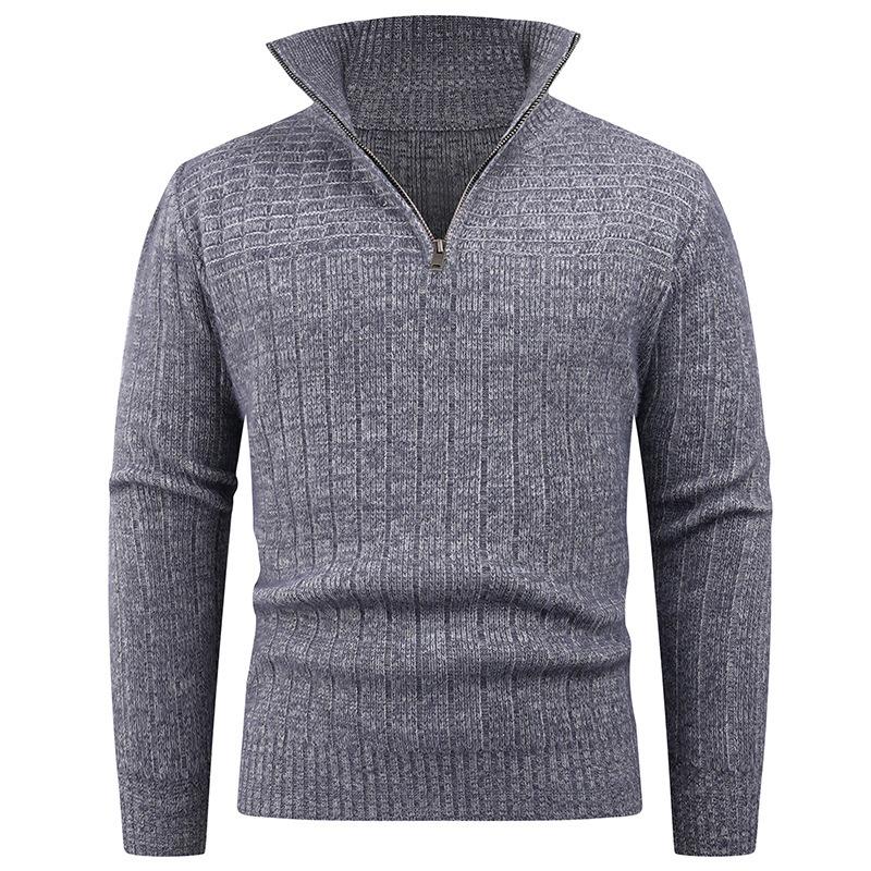 Sweater Men's Autumn and Winter New Style Men's Fashion Trend Semi-zipper Sweater Men's Knitted Sweater