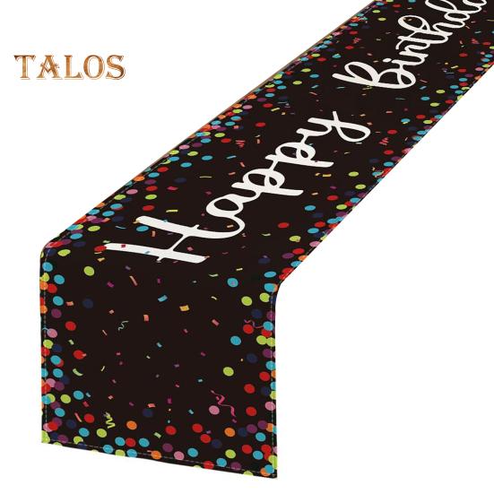 Wszystkiego Najlepszego Bieżnik na Stół Nadruk Balonów i Konfetti Chroni Stół przed Ciepłem i Zarysowaniami Wielokrotnego Użytku Dekoracja Ochronna Stołu Stół na Przyjęcie Urodzinowe