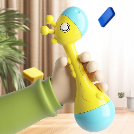 Rattle Baby Toy with Ergonomic Handle Infant Sensory Toy Soft Food-Grade Baby Rattle Baby Hand-eye Coordination Toy