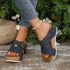 Foreign Trade Large Size Thick Bottom Slope Heel Single Buckle Slippers Summer New Buckle with Beach Open Toe Women's Cool Slippers
