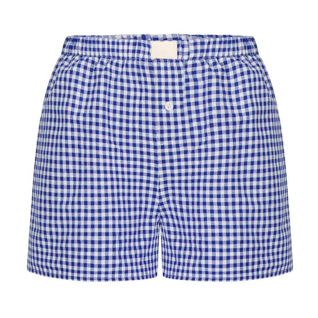 Women's High Waisted Casual Elastic Loose Retro Checkered Shorts