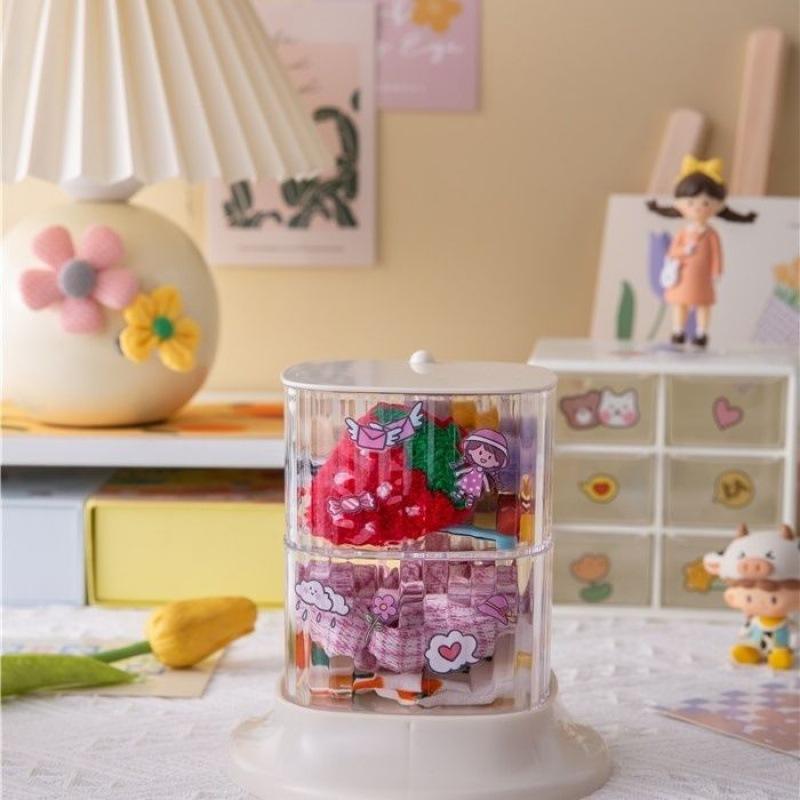 Вращающийся ящик для хранения ювелирных изделий пыленепроницаемый веревка для шпильки настольный ящик для хранения большой емкости в спальне студенческого общежития 2 Layers белый 980₽