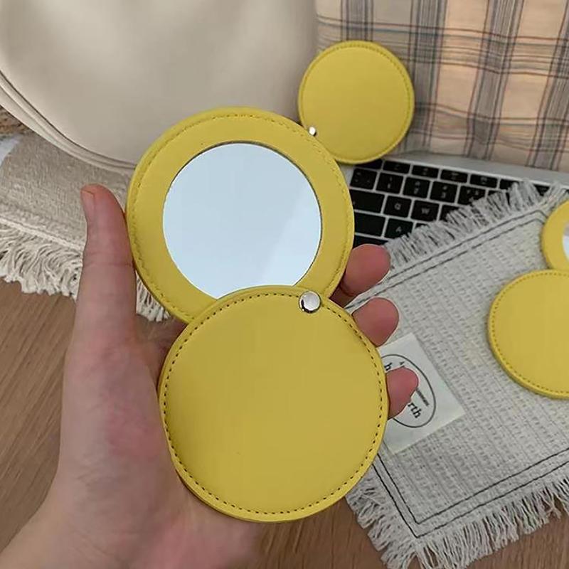 Compact Mirrors Unbreakable Stainless Steel Mirror With Pu Leather Sleeve Mini Portable Makeup Mirror For Purse Pocket Travel