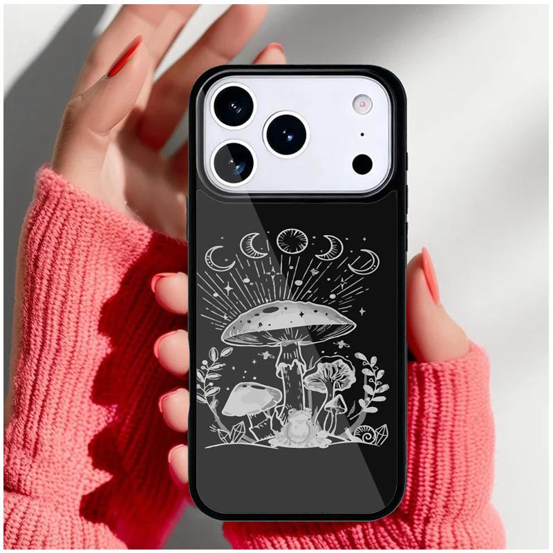 Cottagecore Magic Mushroom Frog Moon Phone Case for iPhone 17 16 15 14 13 Pro Max Back Cover for 12 11 Pro Coque