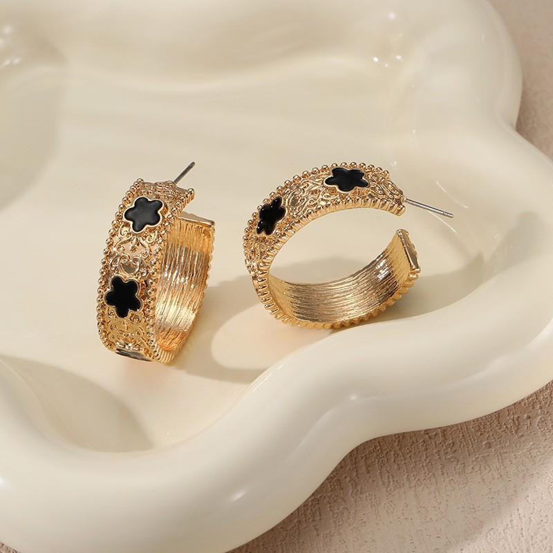 New hot-selling high-quality flower zinc alloy earrings for women's high-end sense 4 colors optional fashion earrings