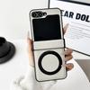Premium Magnetic Rotating Bracket Phone Case for Samsung Galaxy Z Flip 7 FE 6 5 4 3 5G Leather Hinge Protective Shockproof Cover