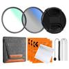 K&F CONCEPT K Series 49-82mm Filters UV/CPL/ND2-400/Black-Mist 1/4 Cap Clean Cloths Camera Lens Filter Set for Nikon Canon Leica