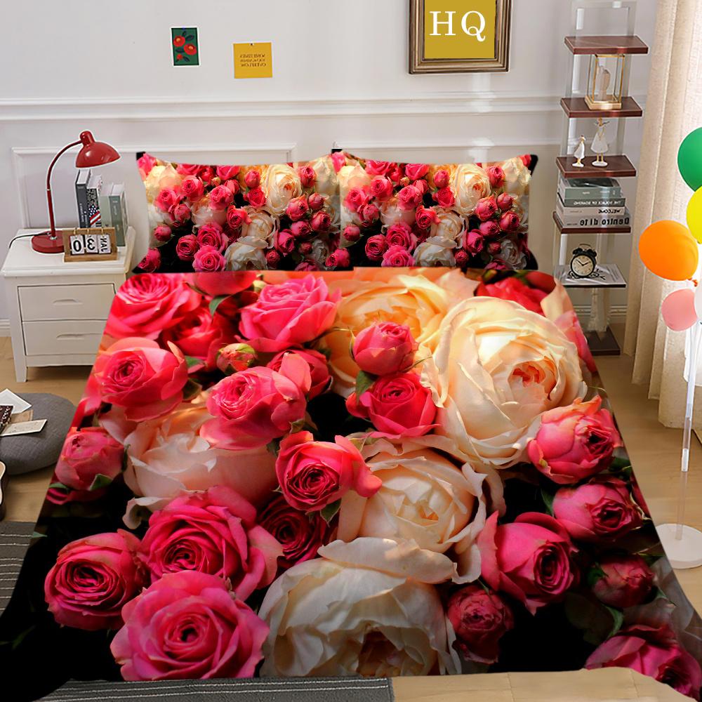 Flowers Printed Bed Clothes Double Size Polyester Bedspreads Gir Fashion High Ranking Home Bedclothes