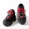 Stivaletti da Donna per Donna con Lacci Punta Tonda Fondo Spesso Botas Mujer Punk Decorazione Metallica Graffiti Scarpe con Plateau