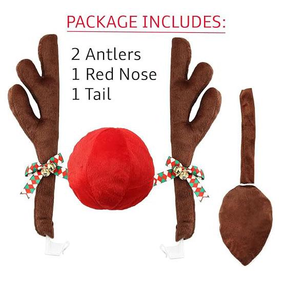 

Premium reindeer antlers for cars-car Christmas decoration antlers with nose and tail auto parts