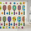 Red Strawberry Bow Kids Shower Curtain Yellow Crown Bathroom Curtain Cute Fruit Bowknot Bath Curtain for Girls Boys,Kawaii Bow